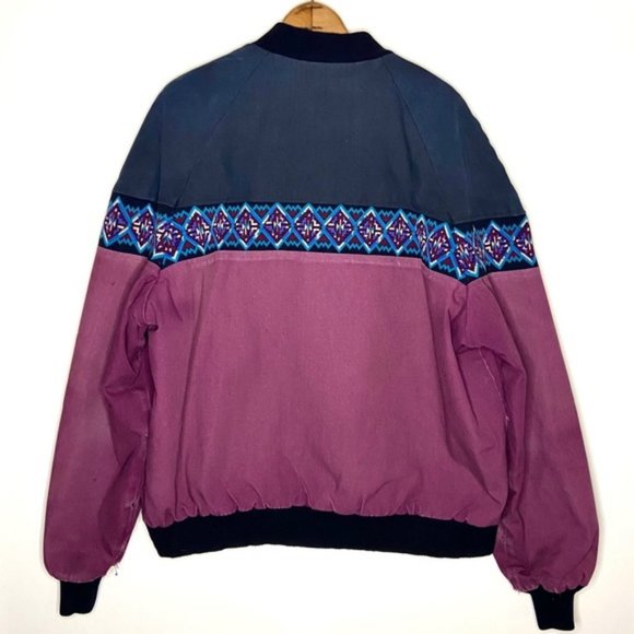 Vintage Davis James Native Print Distressed Bomber - Picture 6 of 8
